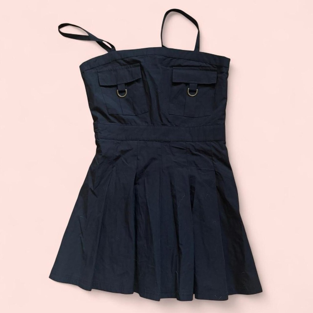 Forever 21 Pleated Black Mini Dress with Adjustable Straps and  Zipper